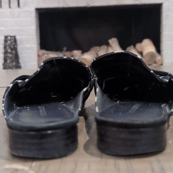 Rebecca Minkoff Black Mika In Galaxy Print Mules/Slides Sz 9.5 - Picture 5 of 8